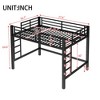 TUYOHW Metal Loft Bunk Bed with Dual Ladders & Guardrails,Multiple Sizes Loft Bed Frame with Open Under-Bed Space for Dorms,Bedrooms,Black - 3 of 4