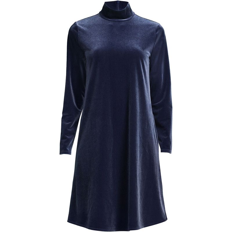 Lands' End Women's Long Sleeve Velvet Turteneck Dress, 2 of 4