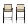 27" Mid-Century Modern Counter Height Bar Stool Set of 2 with Cane Back & Solid Wood Frame for Kitchen Island-Baofuwish - 3 of 4