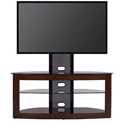 Contemporary Dark Oak and Black TV Stand with Universal Mount, 80"