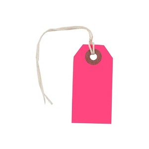 JAM Paper Gift Tags with String Tiny 2 3/4 x 1 3/8 Neon Pink 100/Pack (91931051B) - 1 of 1