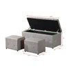 Airsurfer Large Gray Storage Bench Set Modern Upholstered Storage Bench with Ottomans Elegant Seating Solution for Living Room Organization - 3 of 4