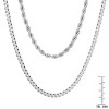 Steeltime Men's stainless steel box and rope chain double row necklace. Color Options: Silver, Gold - 3 of 4