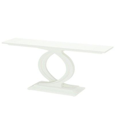 Resenkos Entryway Table, Console Sofa Table,59" Console Table, Wood Narrow Sofa Table with Double Arc Base White