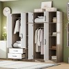 6 Doors Wooden Dat Armoire Closet With Shelves And 2 Drawers,Armoire Wardrobe With Side Storage Shelves,Wardrobe Closet -Maison Boucle - 3 of 4