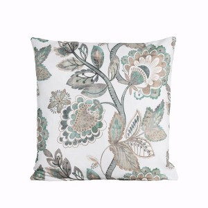 Ellis Curtain Wynette Unique Floral Design Zipper Closure Pillow Shell 18" x 18" Grey - 1 of 4