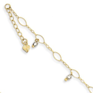 Black Bow Jewelry 14k Two Toned Gold Dangling Bead Anklet, 9 Inch - 1 of 4