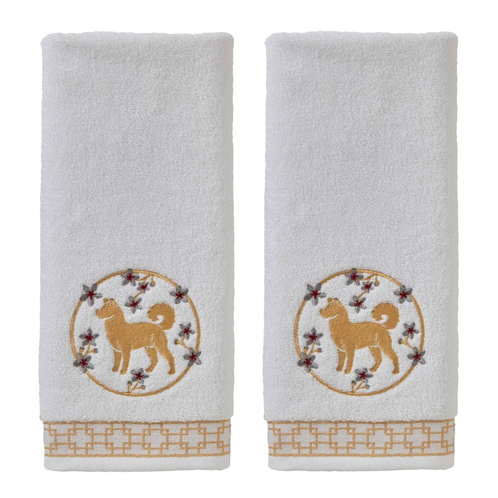 Photos - Towel 2pc Vern Yip Zodiac Dog Hand  Set White - SKL Home: Cotton Jacquard,