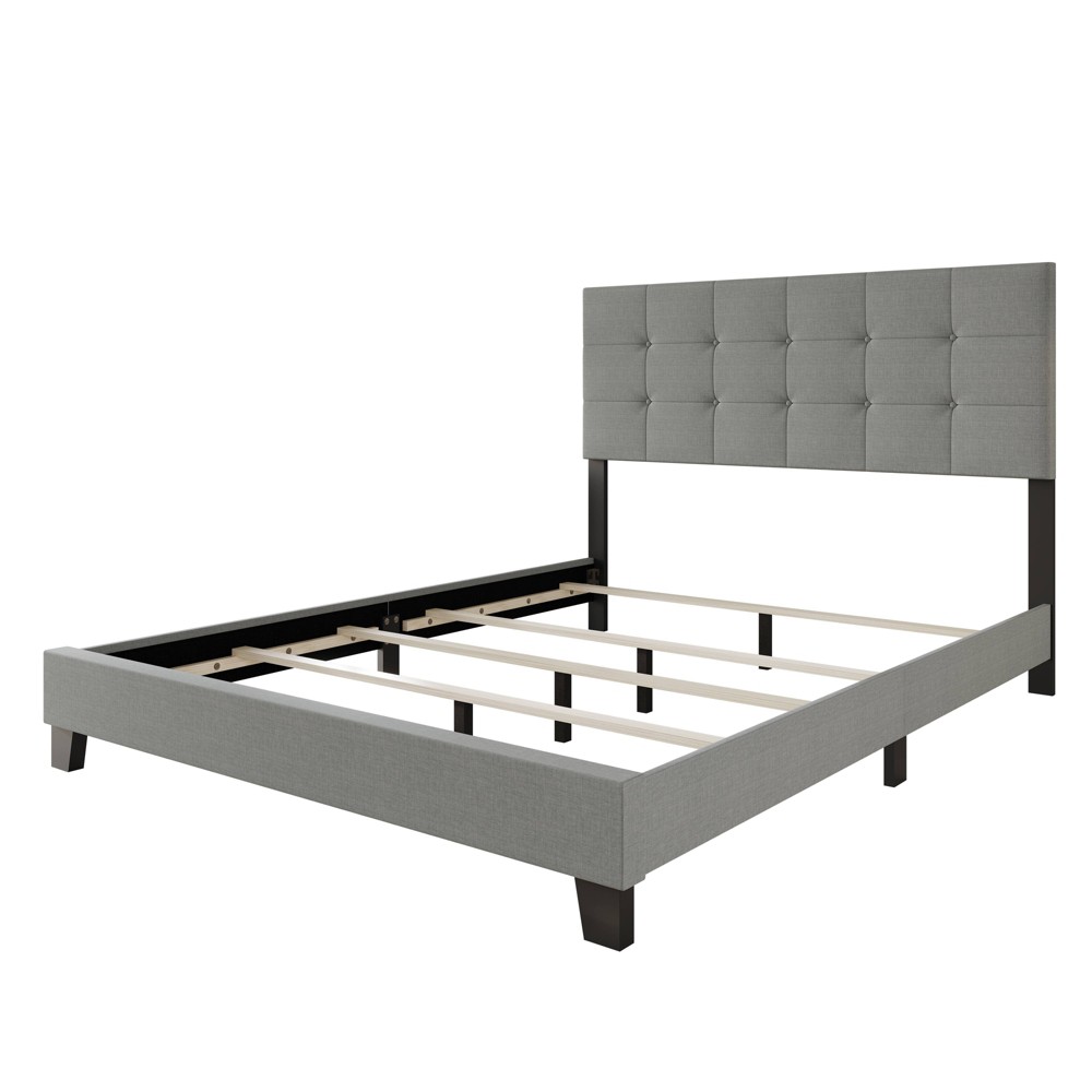 Home Design King Sara Panel Bed with 2 Nightstands Gray