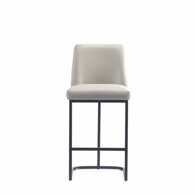 Light Gray Leatherette Upholstered Metal Counter Stool