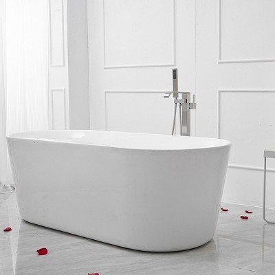 Brushed Nickel Single-Handle Freestanding Tub Faucet with Hand Shower