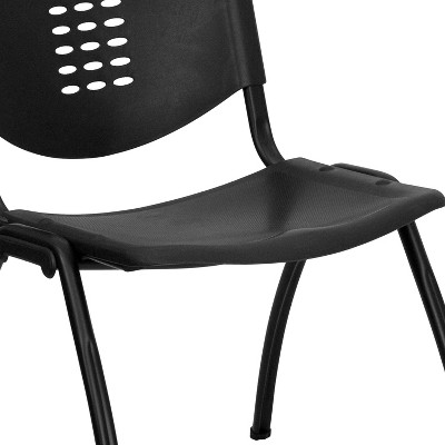 Contemporary Black Metal Stack Chair with Ventilation Holes