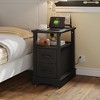End Table with Charging Station, Storage Cabinet, and Adjustable Shelf, Modern Nightstand - 2 of 4