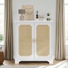 Lirago Sideboard Buffet Storage Liquor Cabinet with Rattan Doors Kitchen Storage Cabinet Decorative Storage Cabinets Accent Cabinet with Doors - 2 of 4