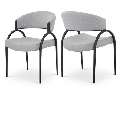 Meridian Furniture,Privet Linen Textured Fabric Dining Chair, Set of 2