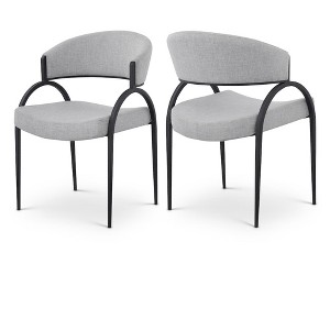 Meridian Furniture,Privet Linen Textured Fabric Dining Chair, Set of 2 - 1 of 4