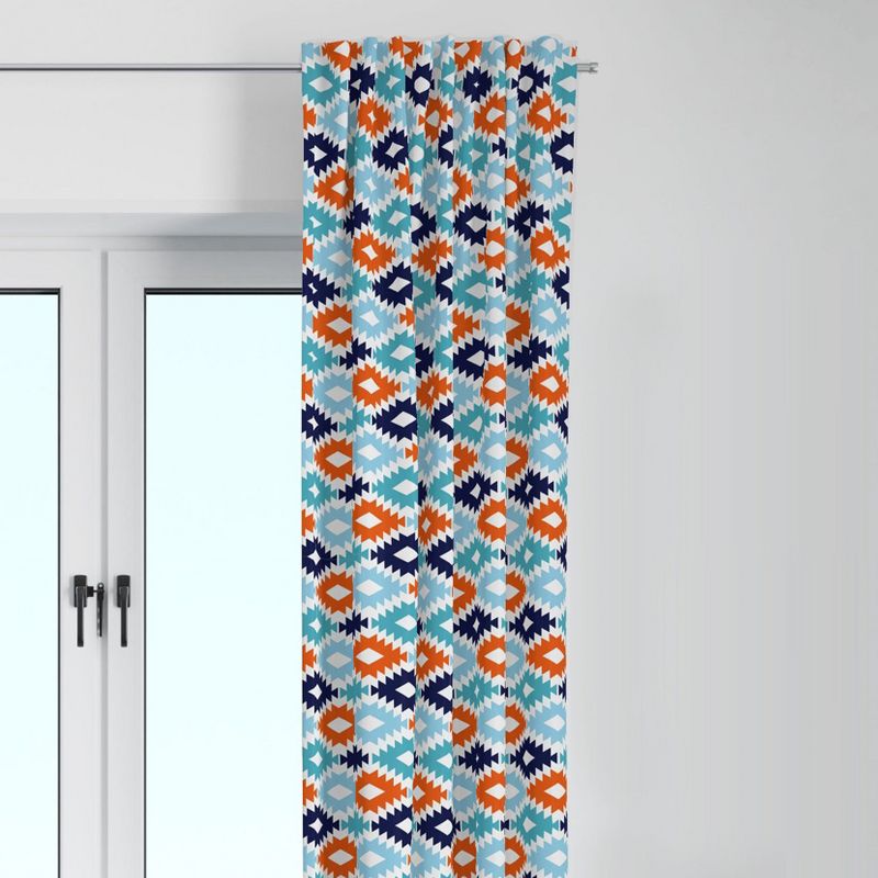 Bacati - Liam Aqua/Orange/Navy Kilim Curtain Panel, 1 of 6