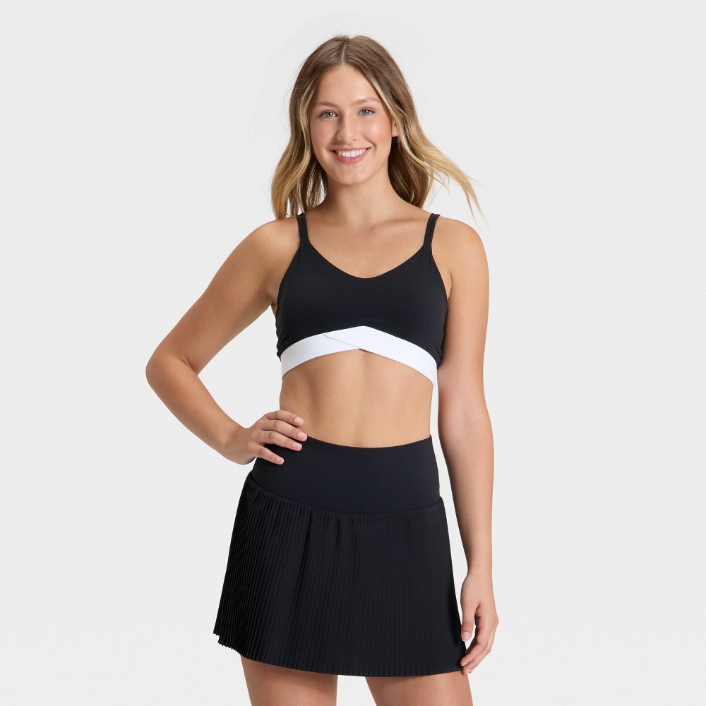 Women's Low Support Crossover Sports Bra - JoyLab™ Black/White S