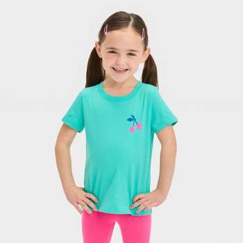 Toddler Girls' Star Cherry Short Sleeve T-Shirt - Cat & Jack™ Turquoise Blue