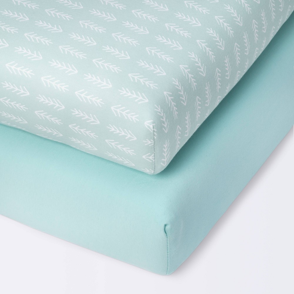 Photos - Bed Linen Fitted Mini Crib Sheet - Arrows/Mint - 2pk - Cloud Island™