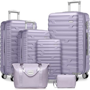 NAYSAYE Bag and Luggage Sets 6 Piece Luggage Set with Expandable Hardshell and TSA Lock for Business Travel, Purple, 18.5"*12.5"*30" - 1 of 4