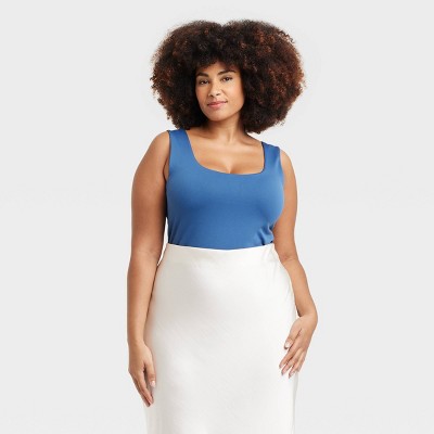 Women's Slim Fit Seamless Tank Top - A New Day™ Blue 2X