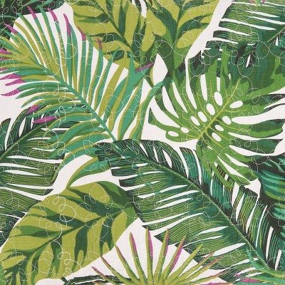 Tropical Green Cotton Reversible Twin Quilt Set