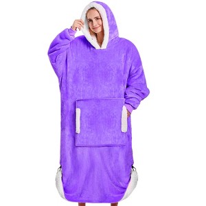 Inhand Gray Fuzzy Wearable Hoodie Blanket - Oversized Cozy Polyester Sweatshirt for Women, One Size Fits All - The Perfect Warm Gift - 1 of 4