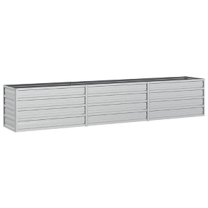 vidaXL Metal Garden Raised Bed - Durable Outdoor Patio Planter in Silver Galvanized Steel - 94.5"x15.7"x17.7" for Balcony, Garden, and Yard - 1 of 4
