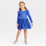 Toddler Girls' 'Shine Bright' Long Sleeve Glitter Tutu Dress - Cat & Jack™ Blue
