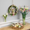 Northlight Spring Floral Easter Wreath with Peering Rabbit - 11" - Green and Pink - 2 of 4