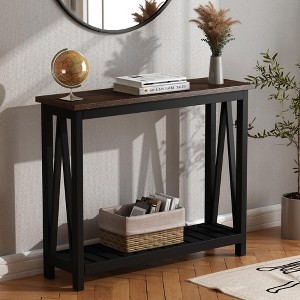 GDFStudio Andreas Rustic Console Table with Lower Shelf - 1 of 4