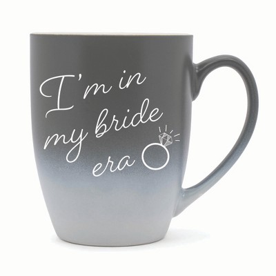 Elanze Designs I'm In My Bride Era Two Toned Ombre Matte 10 ounce New Bone China Coffee Tea Cup Mug For Your Favorite Morning Brew, Gray and White