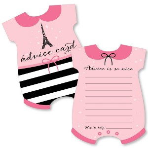 Big Dot of Happiness Paris, Ooh La La - Baby Bodysuit Wish Card Paris Themed Baby Shower Activities - Shaped Advice Cards Game - Set of 20 - 1 of 4