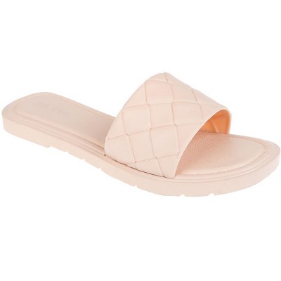 Fifth & Luxe Women's Woven PCU Slide Sandals - Open Toe Flats for Women