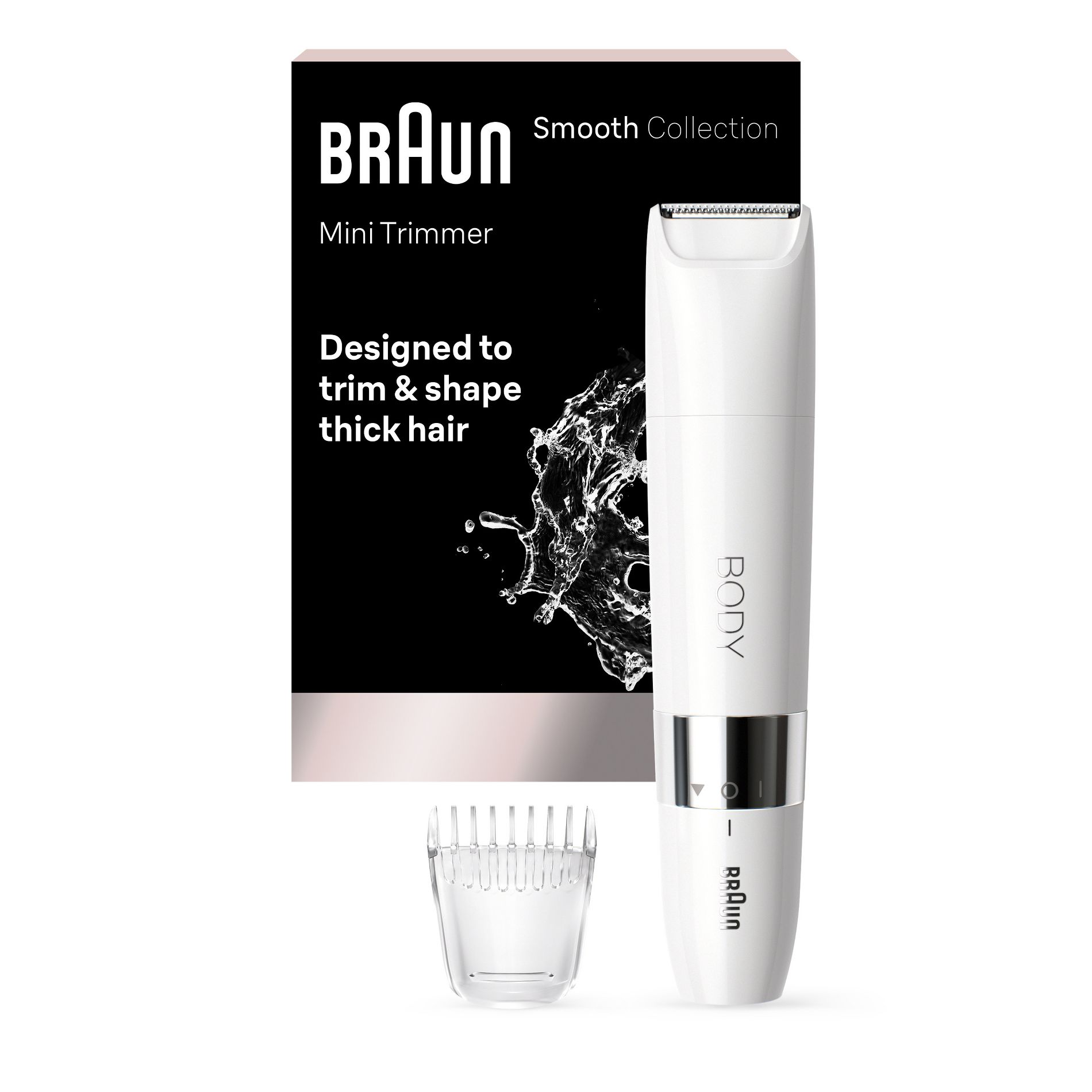 Braun Smooth Skin Women's Mini Hair Trimmer - BS1000: Battery-Powered, Facial & Body Use, All Hair & Skin Types