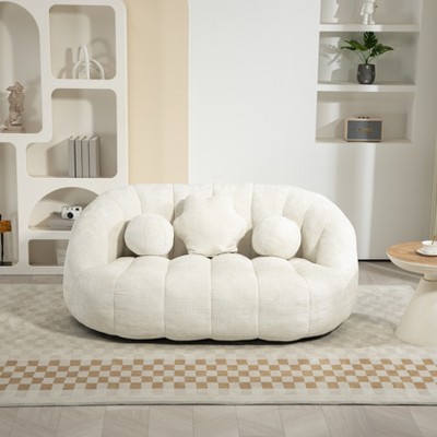 CAVINAS Chenille Bean Bag Chair for Adults and Kids,Lazy Floor Sofa Chair with Foam,Cozy Lounge Chair for Living Room