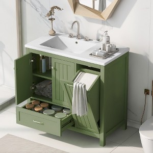 36" Bathroom Vanity with Sink, One Cabinet with Two doors and One Big Drawer and One Flip Drawer - 1 of 4