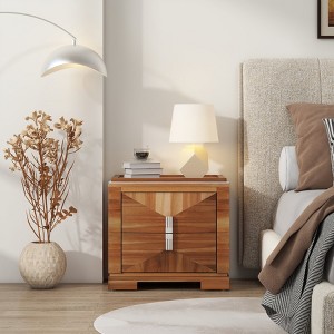 KWPZQEB Mid-Century Nightstand, Modern Bedside Table with 2 Drawers, Wooden Diamond Shaped End Table for Bedroom, Living Room - 1 of 4