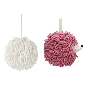 REGALWOVEN 2 Pcs Comfortable Soft Absorbent Chenille Ball Fuzzy Hand Towel for Home Decor - 1 of 4