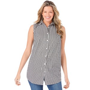 Woman Within Plus Size Perfect Sleeveless Shirt - 1 of 4