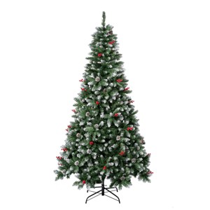 National Tree Company First Traditions Flocked Artificial Christmas Tree with Hinged Branches, Pinecones and Red Berries - 1 of 4