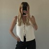Women's Tie Knit Vest Crochet Sleeveless Open Front Cardigan Sweater Vest Top - 3 of 4