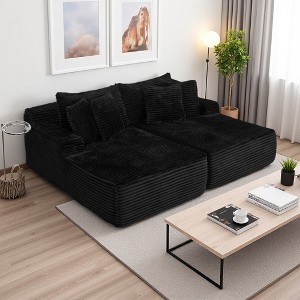 Convertible 2-Seater Sectional Sofa, Velvet, Compressed - 1 of 4