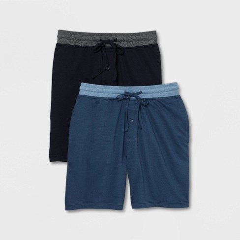 Hanes Premium Men's 9 French Terry Pajama Shorts 2pk - Blue L
