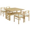 GDFStudio Merle Modern 5 Piece Fabric Upholstered Rubber Wood Dining Set with Extendable Square Table，Nutaral - 2 of 4