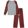 cheibear Christmas Family Check Print Long Sleeve Top and Pants Pajama Set Red&Black - 2 of 4