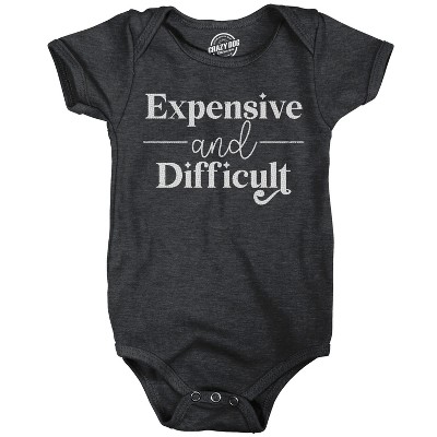 Image of Expensive And Difficult Baby Bodysuit Funny Parenting Children Jumper For Infants - Crazy Dog Baby Bodysuit Black Newborn