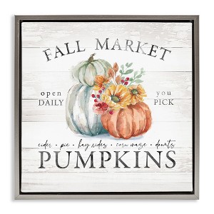 Stupell Industries Fall Country Market Pumpkins Floating Frame Canvas Art - 1 of 4