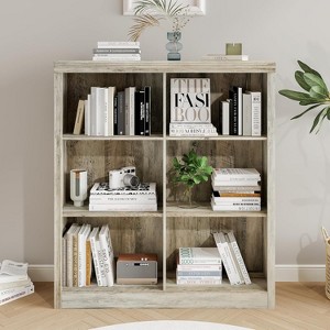 6 Cube Storage Bookshelf, 53" Tall Bookcase with Anti-Tip Design, Modern Freestanding Organizer Shelf for Living Room, Bedroom, Home Office - 1 of 4